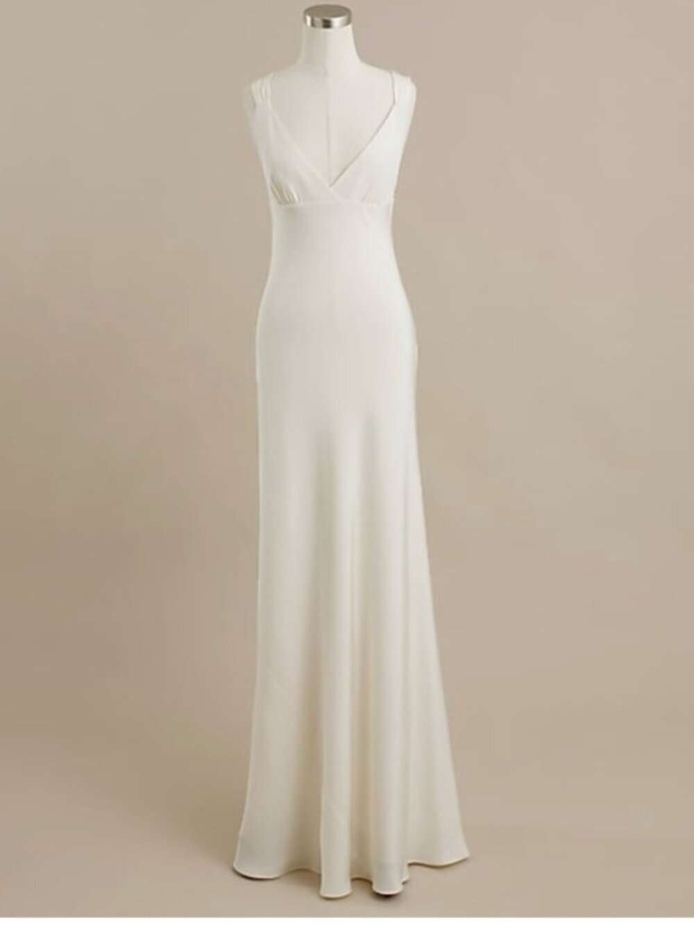 J. Crew Ivory V-Neck 100% Silk Dress w/ Cross Loop Back for Wedding or Occasion - Picture 4 of 13